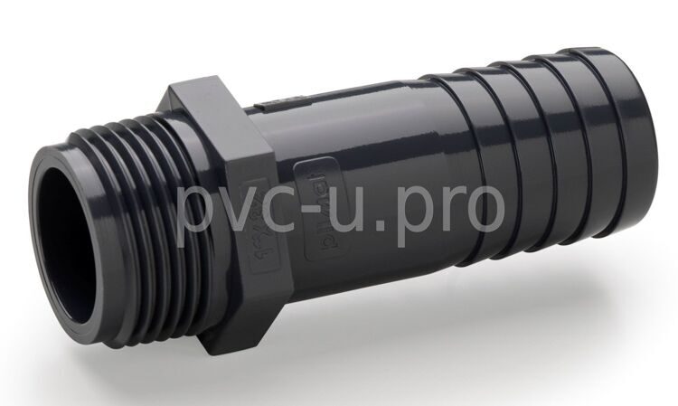 Штуцер НПВХ (PVC-U) резьбовой прямой НР Д. 1 1/4"x40 PN10